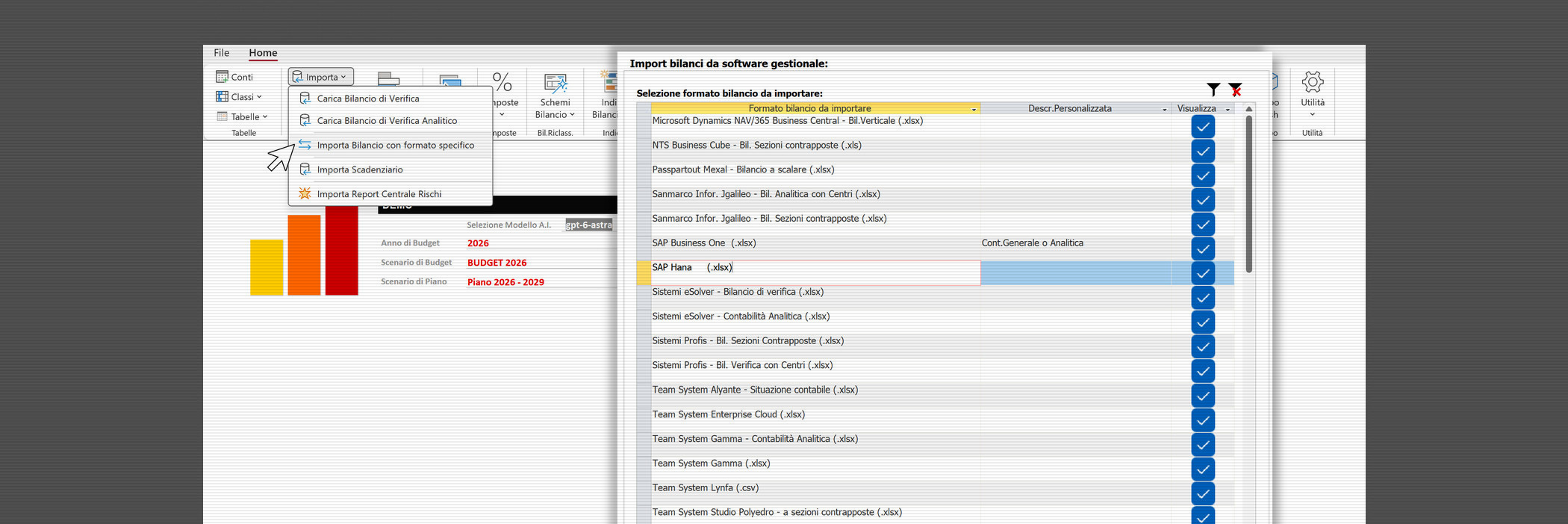Budget123 - Import dei bilanci dai software gestionali